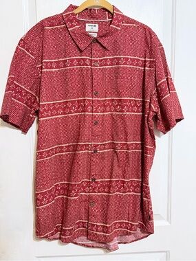 Hurley Men’s Red Short-Sleeve Button-Up Shirt XXL